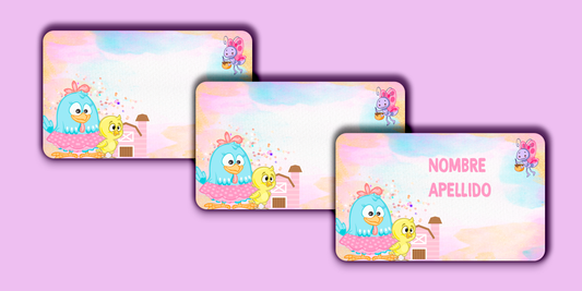 ETIQUETAS PERSONALIZADAS GALLINA RECTANGULAR