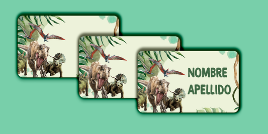 ETIQUETAS PERSONALIZADAS JURASSIC RECTANGULAR
