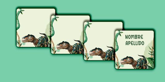ETIQUETAS PERSONALIZADAS JURASSIC CUADRADA