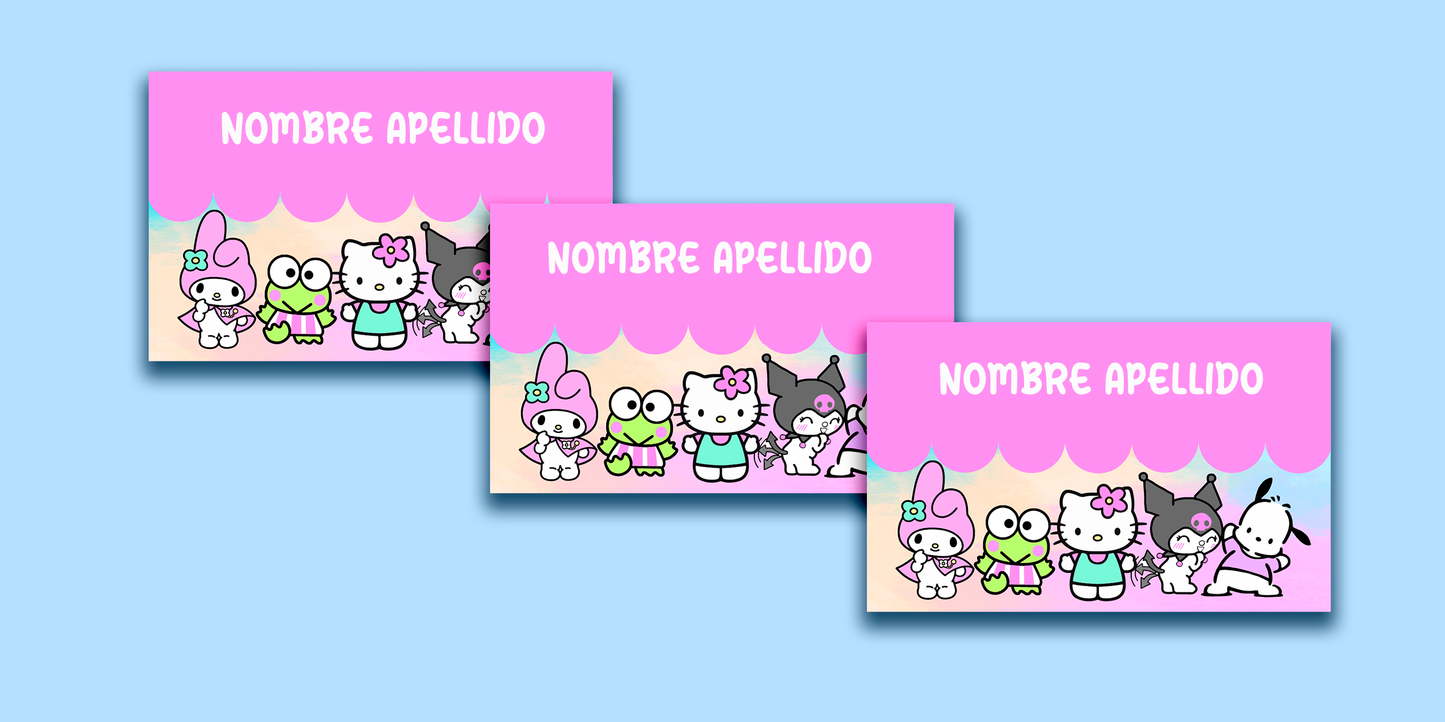 ETIQUETAS PERSONALIZADAS KITTY RECTANGULAR