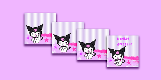 ETIQUETAS PERSONALIZADAS KUROMI CUADRADA