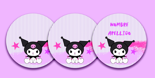 ETIQUETAS PERSONALIZADAS KUROMI REDONDA