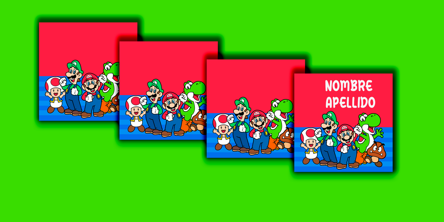 ETIQUETAS PERSONALIZADAS MARIO CUADRADA
