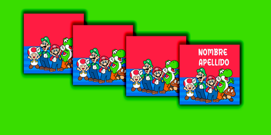 ETIQUETAS PERSONALIZADAS MARIO CUADRADA