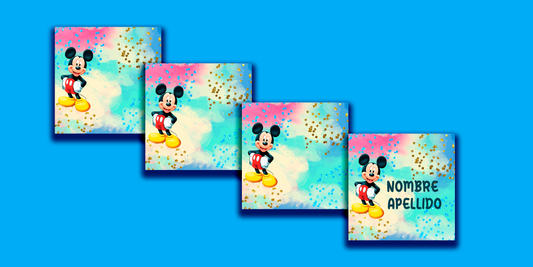 ETIQUETAS PERSONALIZADAS MICKEY CUADRADA