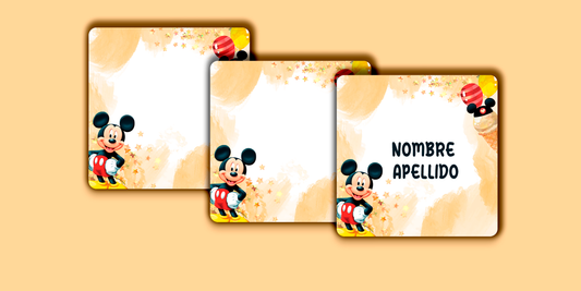 ETIQUETAS PERSONALIZADAS MICKEY CUADRADA
