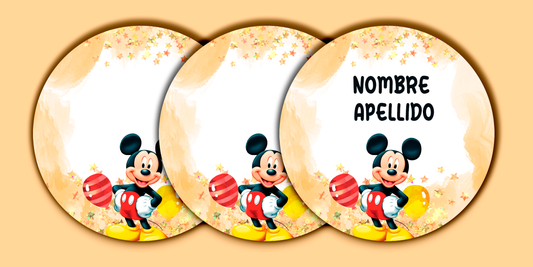 ETIQUETAS PERSONALIZADAS MICKEY REDONDA