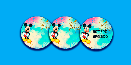 ETIQUETAS PERSONALIZADAS MICKEY REDONDA