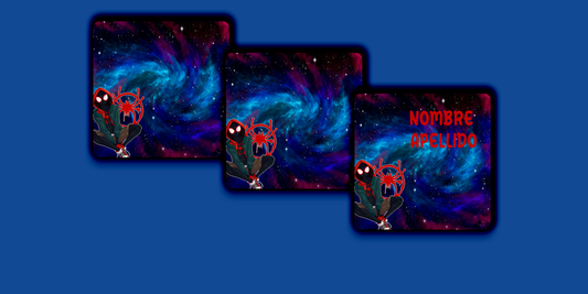 ETIQUETAS PERSONALIZADAS MILES MORALES CUADRADA