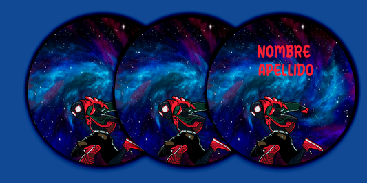 ETIQUETAS PERSONALIZADAS MILES MORALES REDONDA