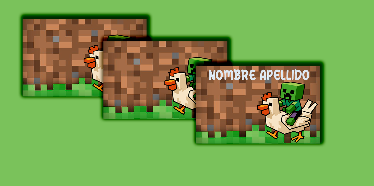 ETIQUETAS PERSONALIZADAS MINECRAFT RECTANGULAR
