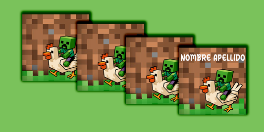 ETIQUETAS PERSONALIZADAS MINECRAFT CUADRADA