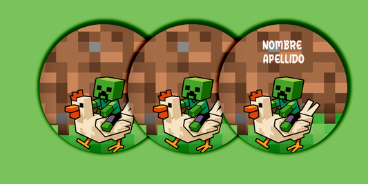 ETIQUETAS PERSONALIZADAS MINECRAFT REDONDA