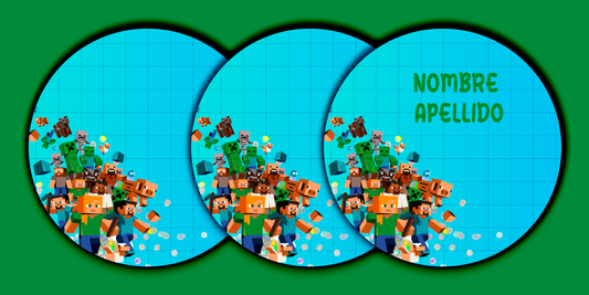 ETIQUETAS PERSONALIZADAS MINECRAFT REDONDA