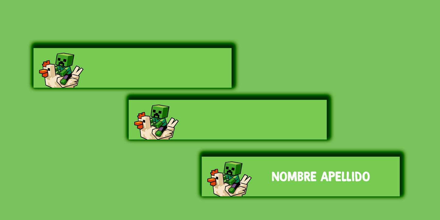 ETIQUETAS PERSONALIZADAS MINECRAFT LAPIZ