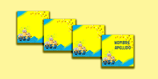ETIQUETAS PERSONALIZADAS MINIONS CUADRADA