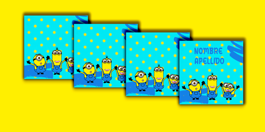 ETIQUETAS PERSONALIZADAS MINIONS CUADRADA
