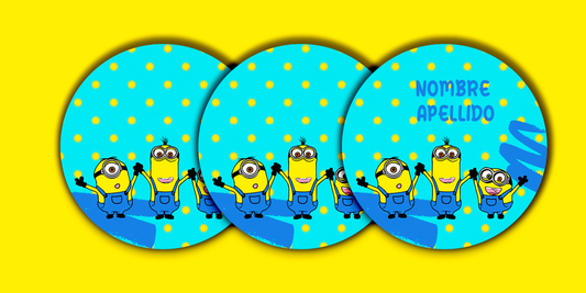 ETIQUETAS PERSONALIZADAS MINIONS REDONDA