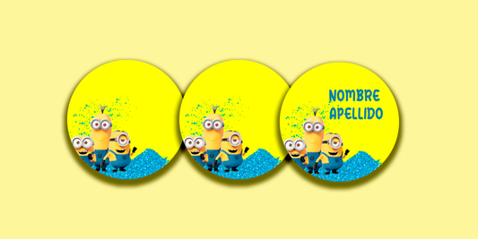 ETIQUETAS PERSONALIZADAS MINIONS REDONDA
