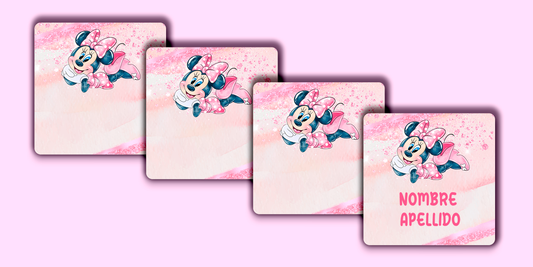 ETIQUETAS PERSONALIZADAS MINNIE CUADRADA