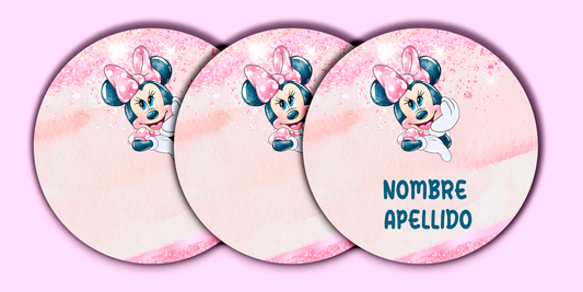 ETIQUETAS PERSONALIZADAS MINNIE REDONDA