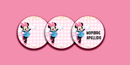 ETIQUETAS PERSONALIZADAS MINNIE REDONDA