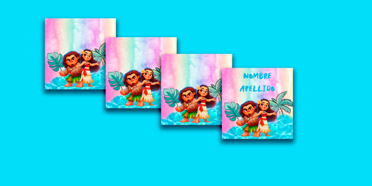 ETIQUETAS PERSONALIZADAS MOANA CUADRADA