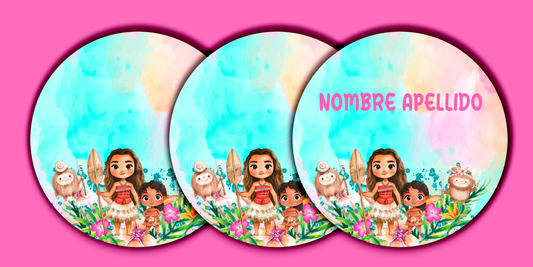 ETIQUETAS PERSONALIZADAS MOANA REDONDA