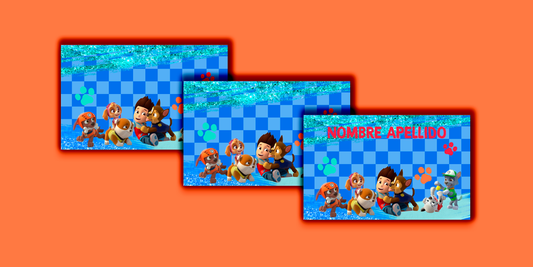 ETIQUETAS PERSONALIZADAS PAW PATROL RECTANGULAR
