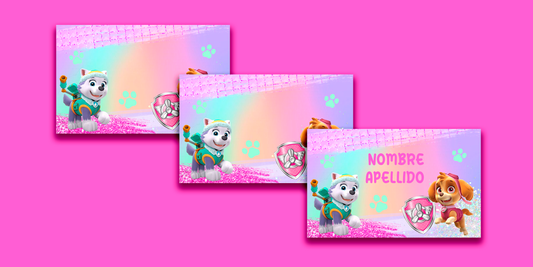 ETIQUETAS PERSONALIZADAS PAW PATROL RECTANGULAR