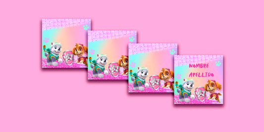 ETIQUETAS PERSONALIZADAS PAW PATROL CUADRADA