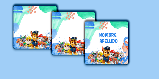 ETIQUETAS PERSONALIZADAS PAW PATROL CUADRADA