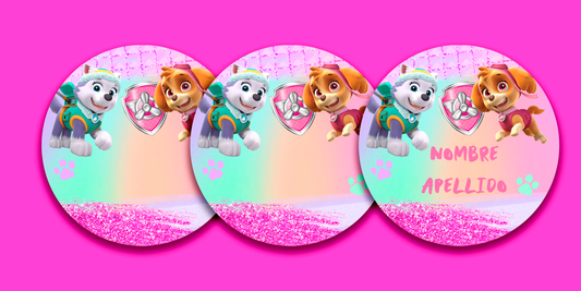 ETIQUETAS PERSONALIZADAS PAW PATROL REDONDA
