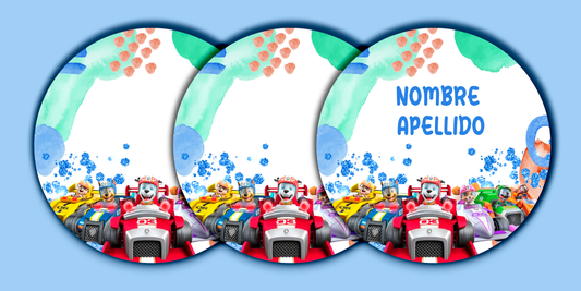 ETIQUETAS PERSONALIZADAS PAW PATROL REDONDA