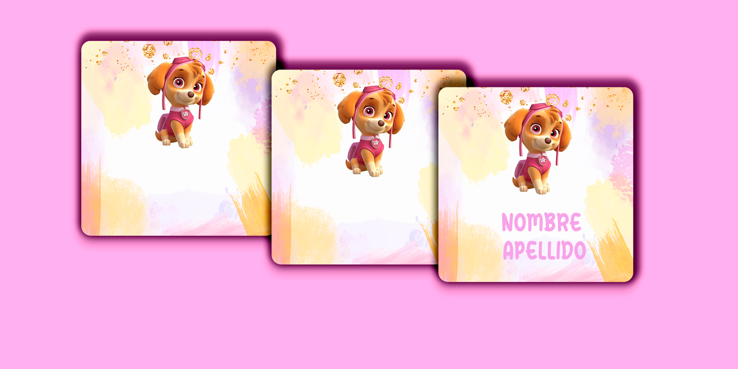 ETIQUETAS PERSONALIZADAS PAW PATROL CUADRADA