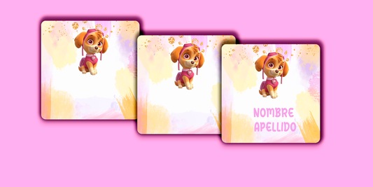 ETIQUETAS PERSONALIZADAS PAW PATROL CUADRADA