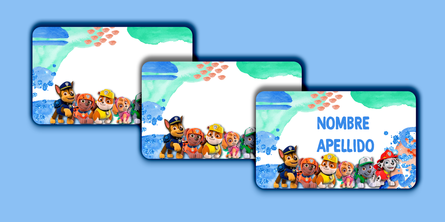 ETIQUETAS PERSONALIZADAS PAW PATROL RECTANGULAR