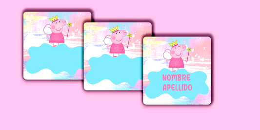 ETIQUETAS PERSONALIZADAS PEPPA PIG CUADRADA