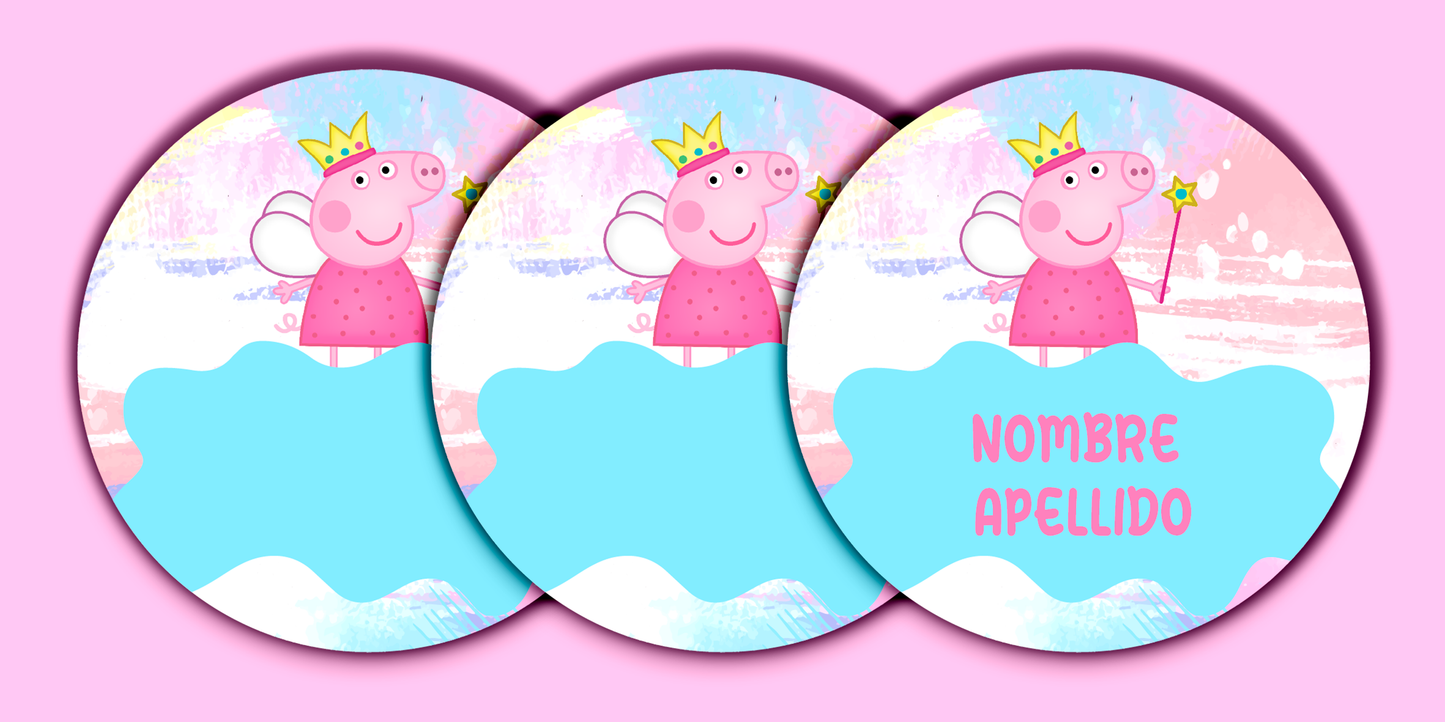 ETIQUETAS PERSONALIZADAS PEPPA PIG REDONDA