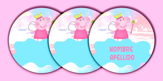 ETIQUETAS PERSONALIZADAS PEPPA PIG REDONDA
