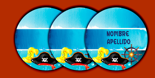 ETIQUETAS PERSONALIZADAS PIRATA REDONDA