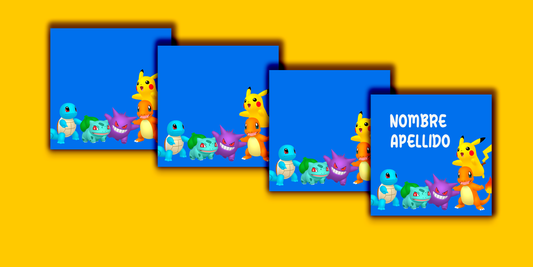 ETIQUETAS PERSONALIZADAS POKÉMON CUADRADA