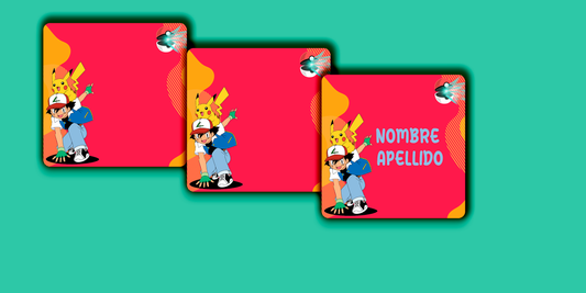ETIQUETAS PERSONALIZADAS POKÉMON CUADRADA