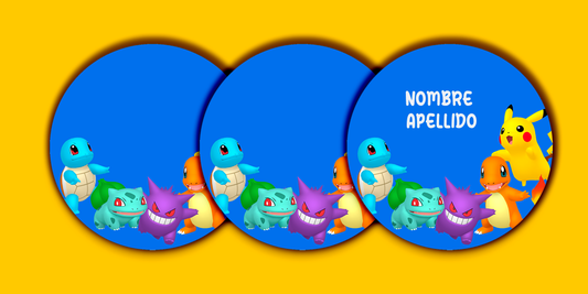 ETIQUETAS PERSONALIZADAS POKÉMON REDONDA
