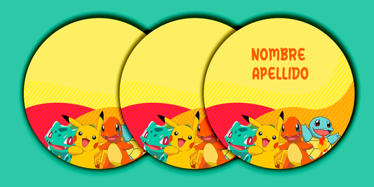 ETIQUETAS PERSONALIZADAS POKÉMON REDONDA