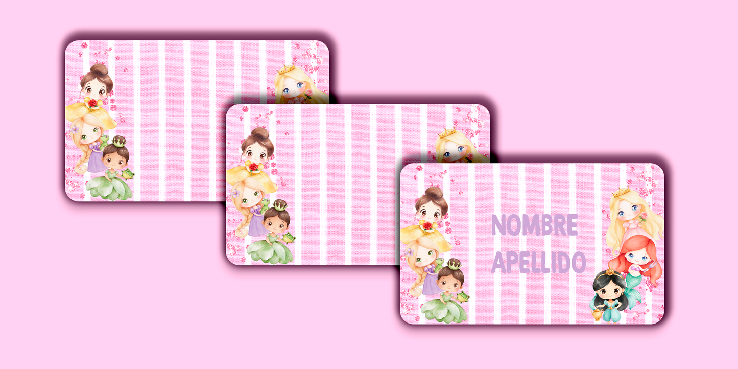 ETIQUETAS PERSONALIZADAS PRINCESAS RECTANGULAR