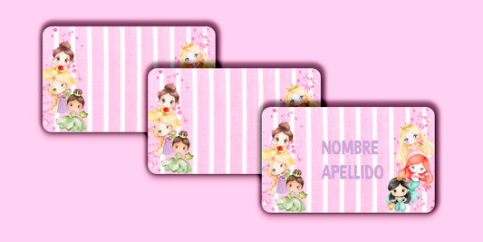ETIQUETAS PERSONALIZADAS PRINCESAS RECTANGULAR