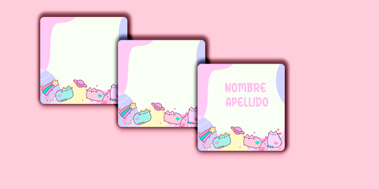 ETIQUETAS PERSONALIZADAS PUSHEEN CUADRADA