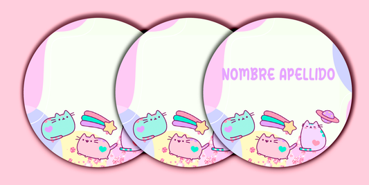 ETIQUETAS PERSONALIZADAS PUSHEEN REDONDA