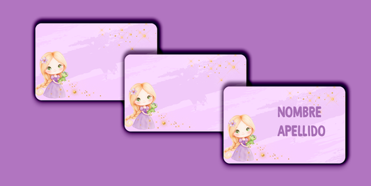 ETIQUETAS PERSONALIZADAS RAPUNZEL RECTANGULAR